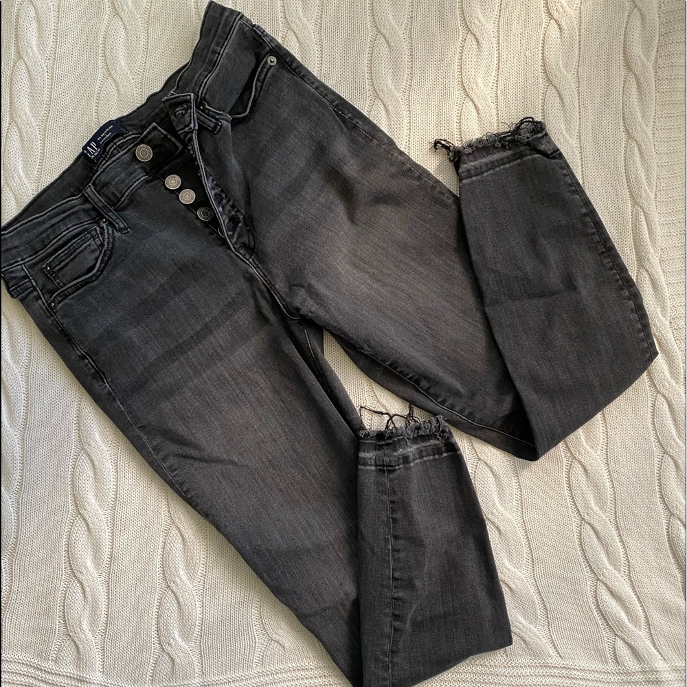 GAP black skinny jeans with distressed edges
